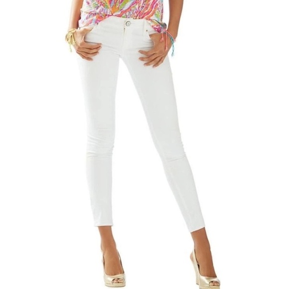Lilly Pulitzer Worth Skinny Sateen Pants In Resort White NWT Size 6 - Picture 2 of 4